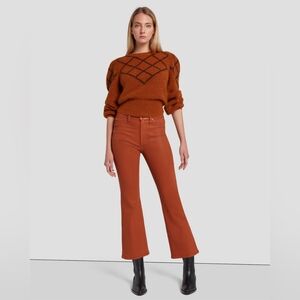 7 For All Mankind High Waist Slim Kick Coated Denim Ginger Orange Pants Size 30